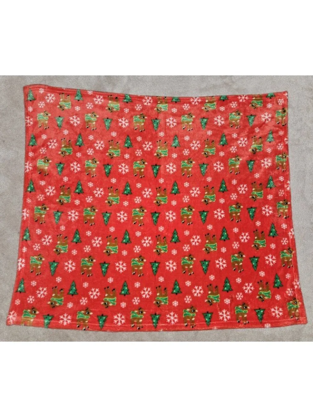 Rudolph Red Nosed Reindeer Fleece Baby Blanket 30x34 Christmas Trees Snowflakes